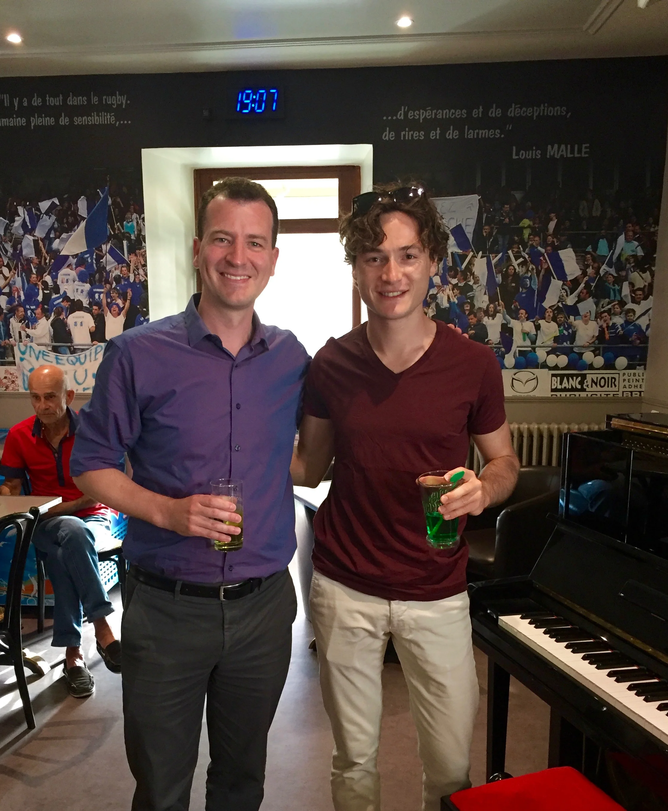 with pianist Thomas Enhco after our "Apero Broadway" concert in Uzerche, France, 2016