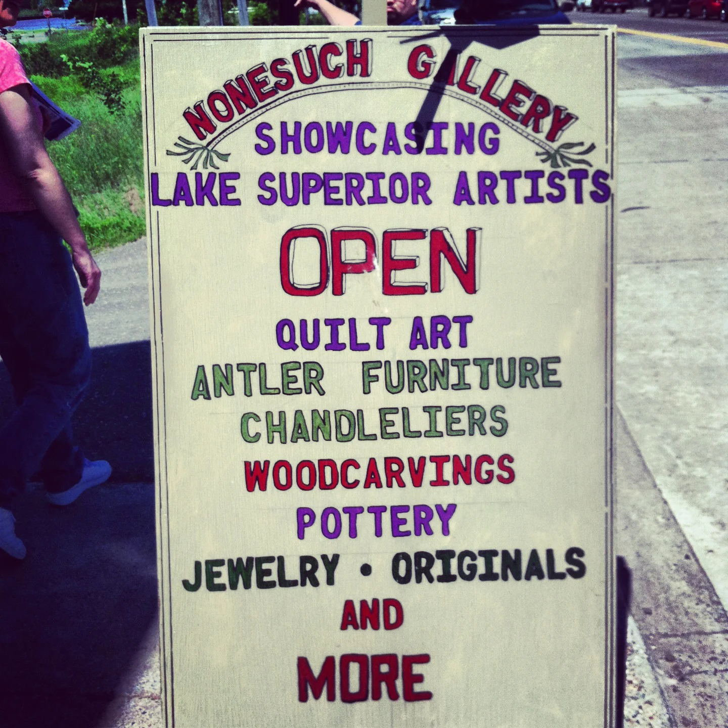 Hand painted sign right outside the Nonesuch shop. Nice work!