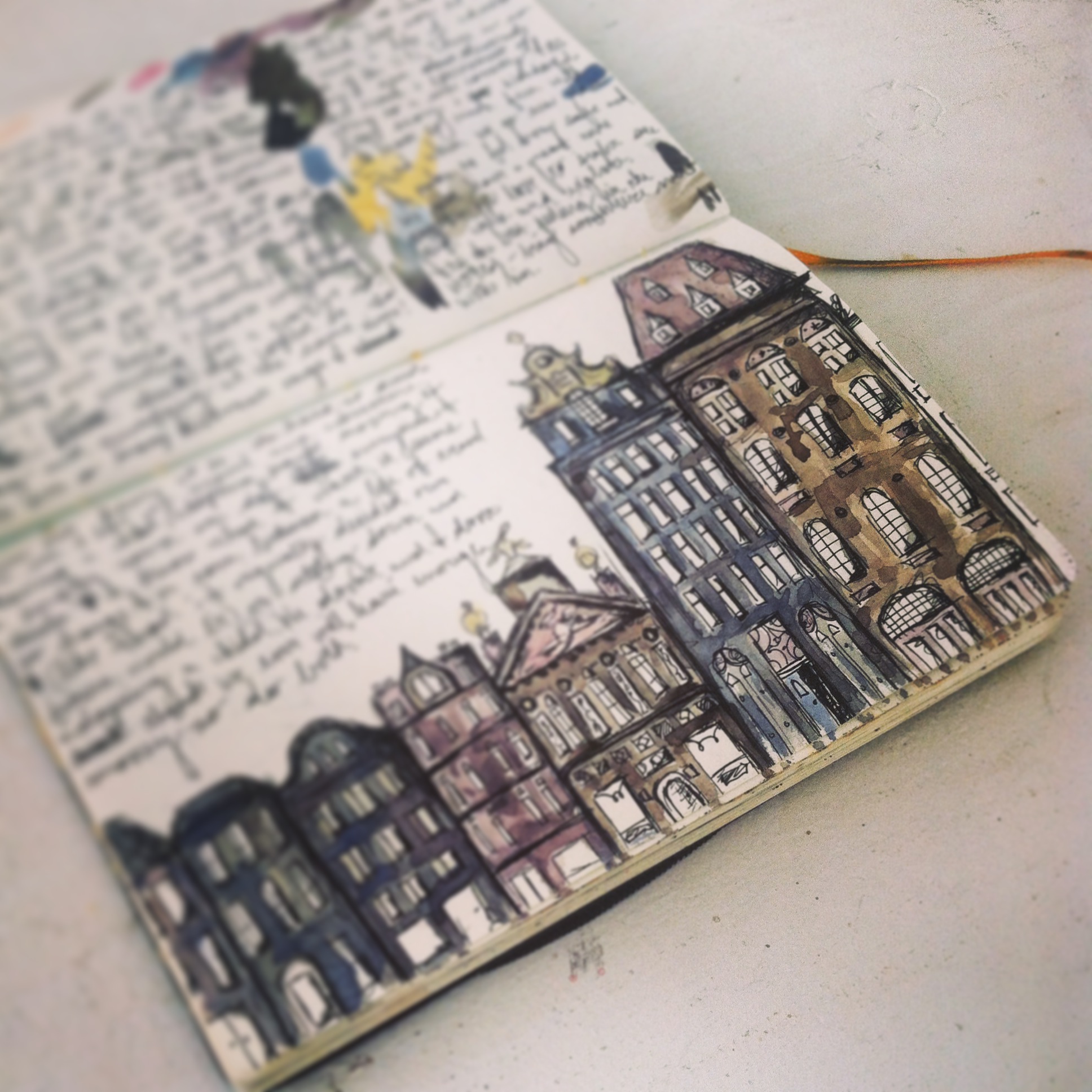 This one is an old sketch with new color. The streets of Amsterdam. 