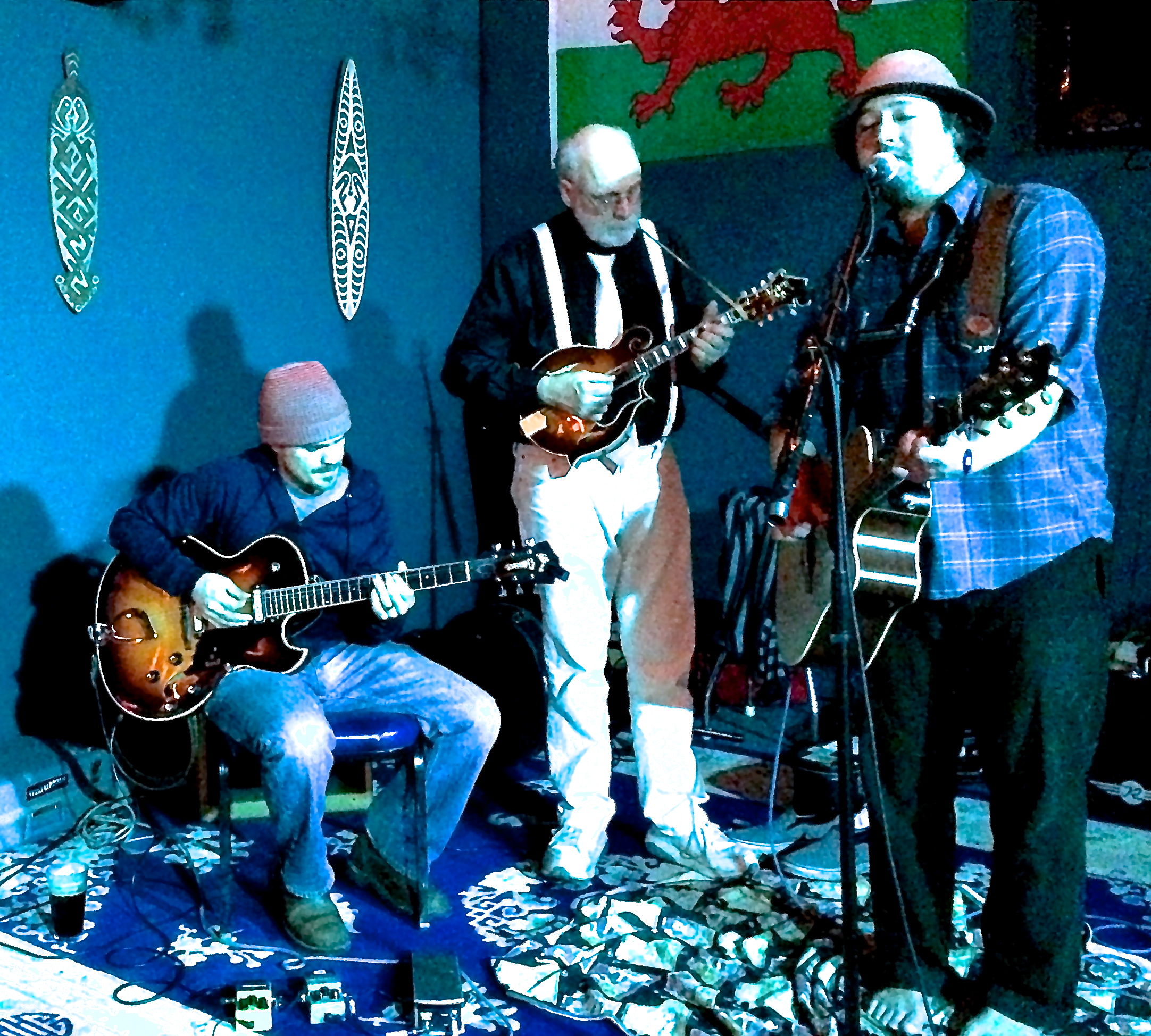 Here is a photo of Slim Bacon on the Right playing with Doc James center at The Blue Room Bar January 23