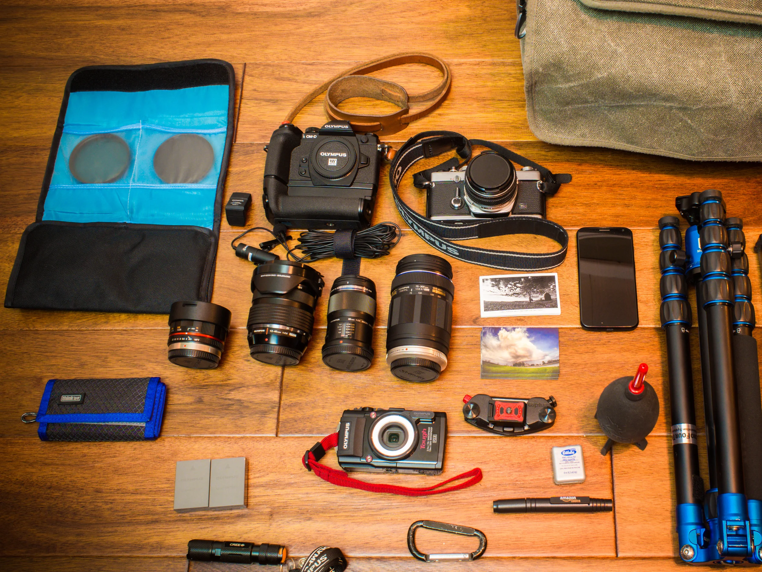 Typical of what I would carry when out in the woods shooting wildlife and maybe landscapes.