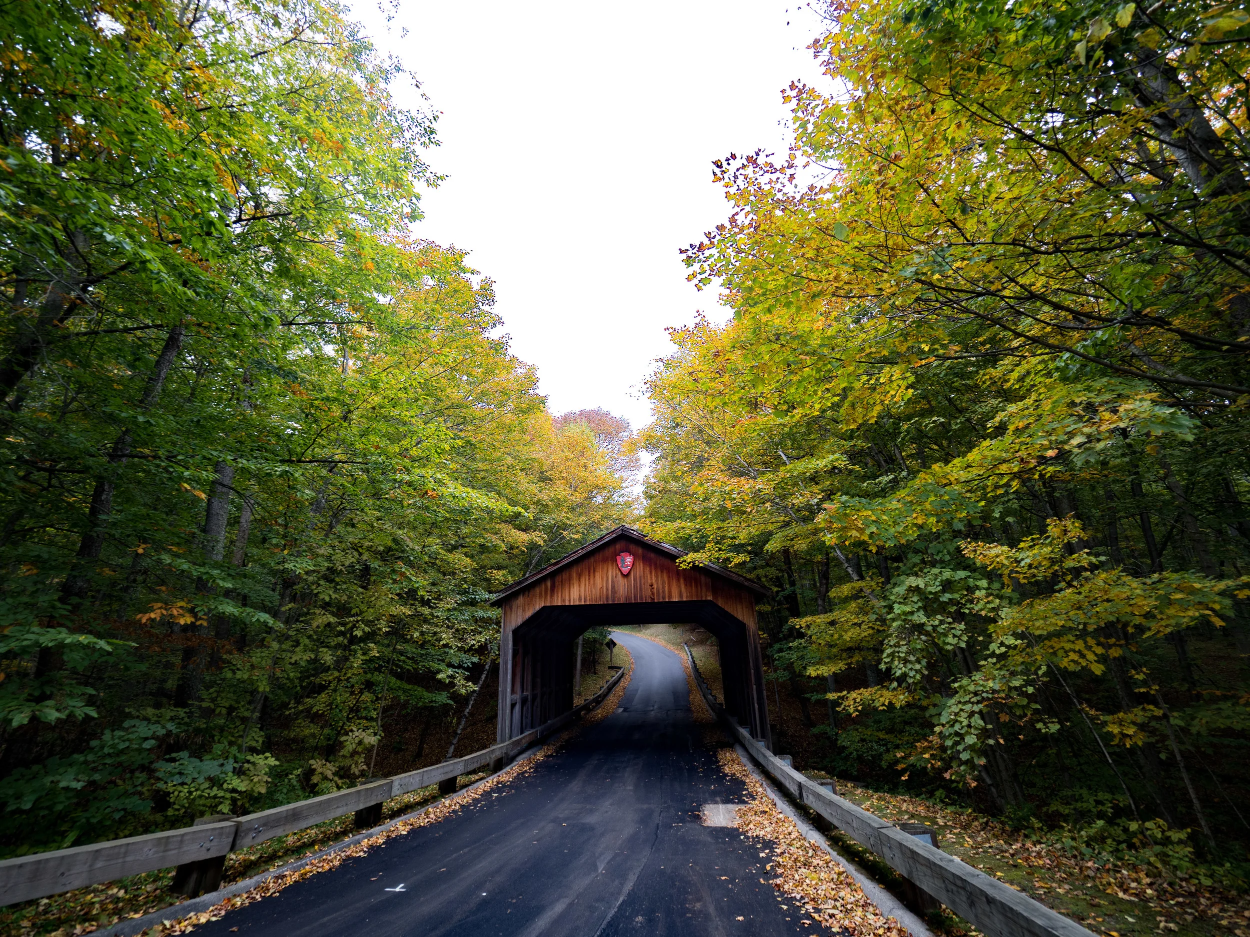 The entrance to Sleeping Bear National park is the Pierce Stocking Drive. You are greeted with this quaint wooden covered bridge and tree lined drive.