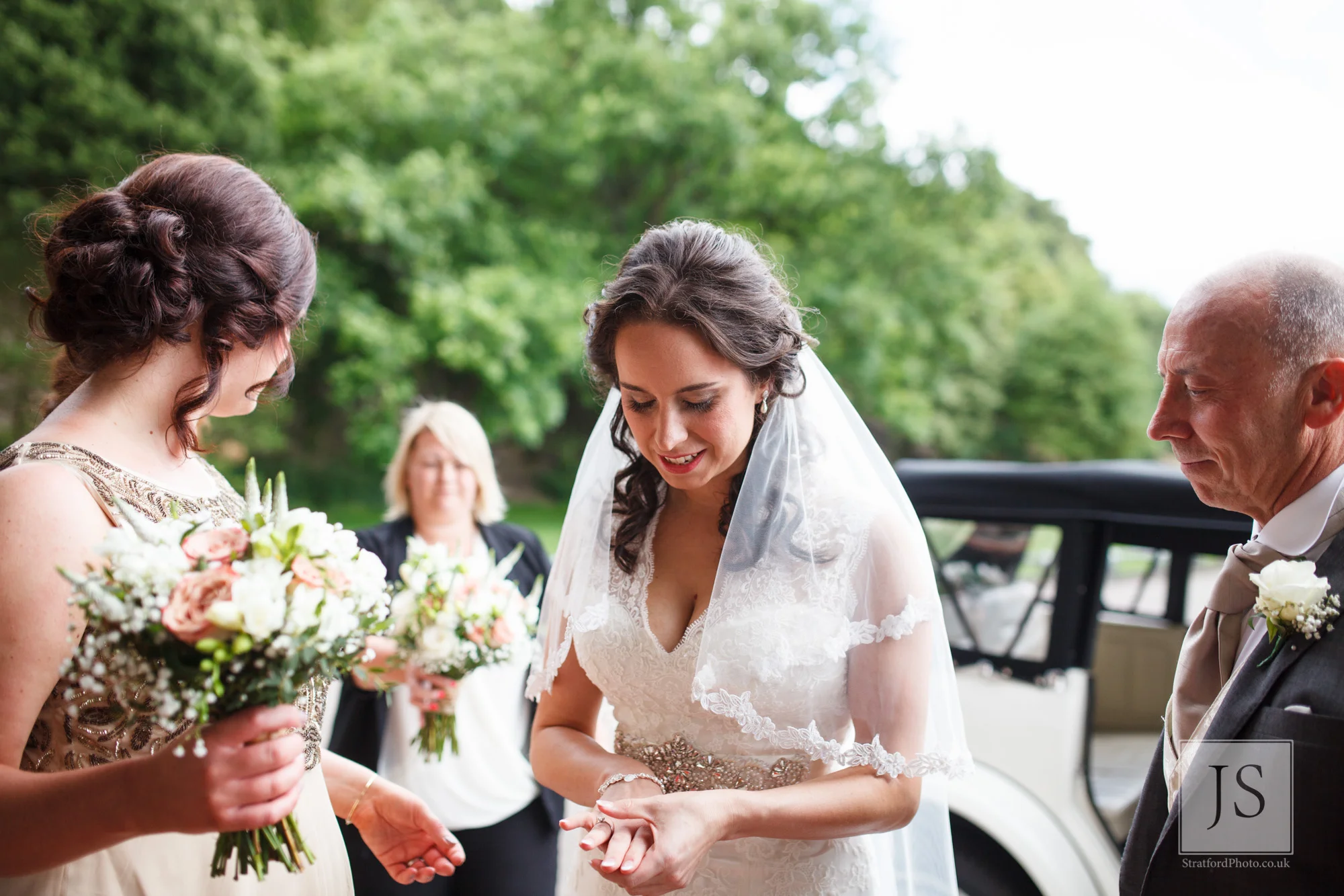 A nervous bride enters Haigh Hall.jpg