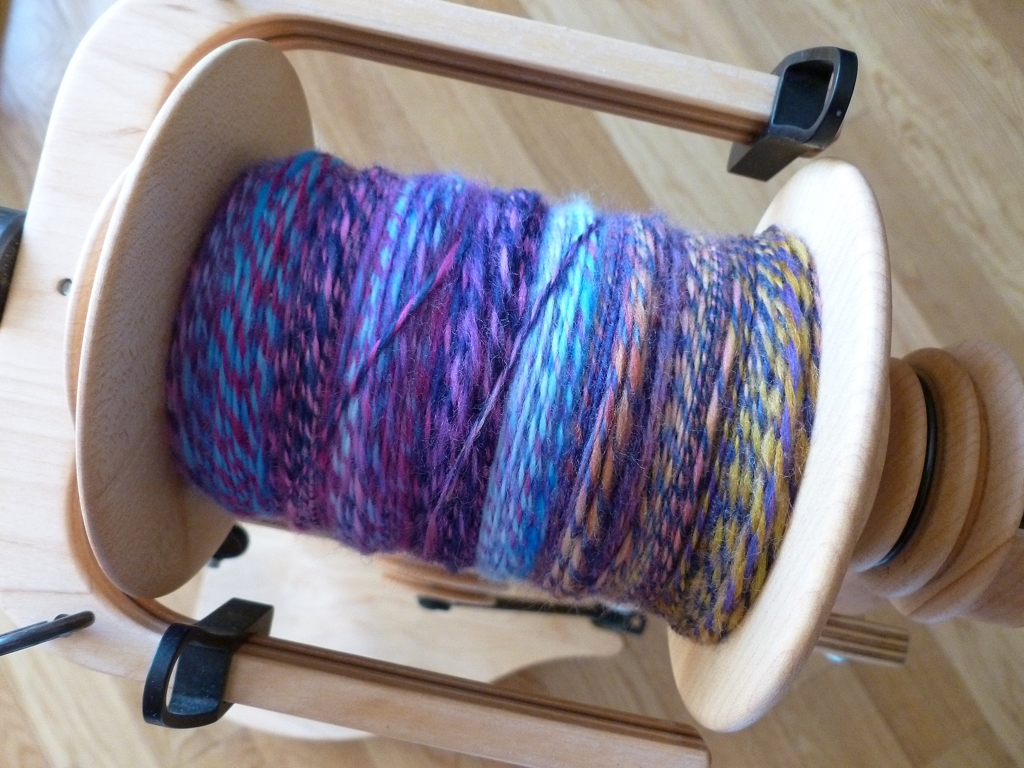 Finally finished plying my Spun Right Round Olivia singles. Looking forward to getting the yarn off the bobbin and into a bath. 