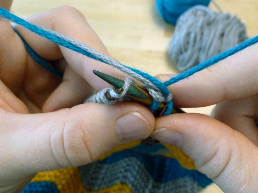 Learn how to weave in ends without a tapestry needle as you knit! | withwool.com