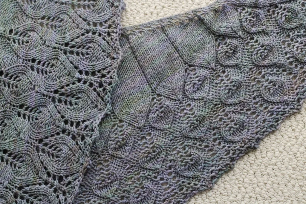 The Crescent Over Lothlorien Shawl was the first thing I knit from my 2015 holiday gift list. So pleased with how it turned out. FO: Crescent Over Lothlorien and Dewberry Cowl - withwool.com