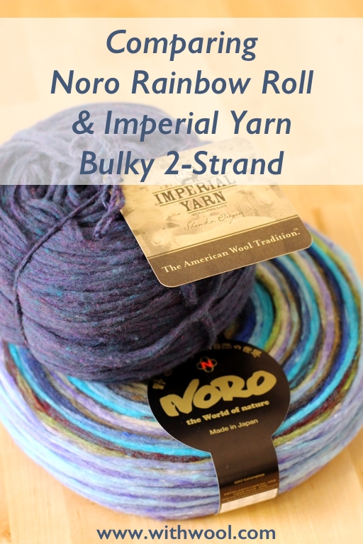 Pencil roving can be spun, knit, or woven into beautiful things. This review gives a head to head comparison of 2 different pencil rovings, Noro Rainbow Roll and Imperial Bulky 2-Strand. | Review: Comparing Noro Rainbow Roll and Imperial Yarn Bulky 2-Strand Pencil Roving