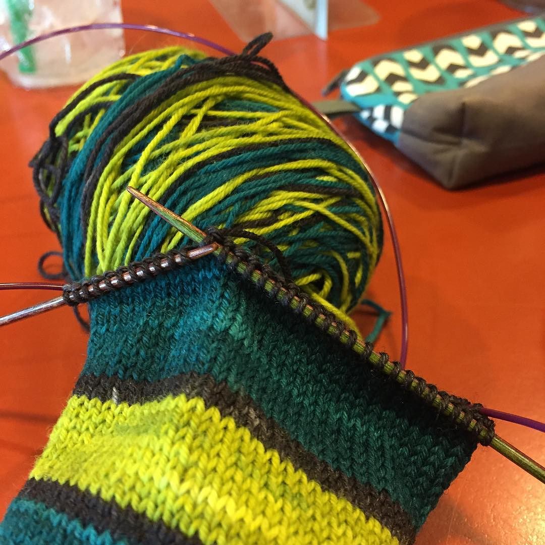 Simple, self-striping socks are a perfect travel project, especially with afterthought heels or legs. Self-Striping Travel Goodness | withwool.com