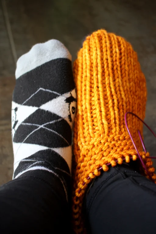 After years of waiting, I finally cast on a pair of slippers for myself. The first one is so cosy! #knitting | withwool.com