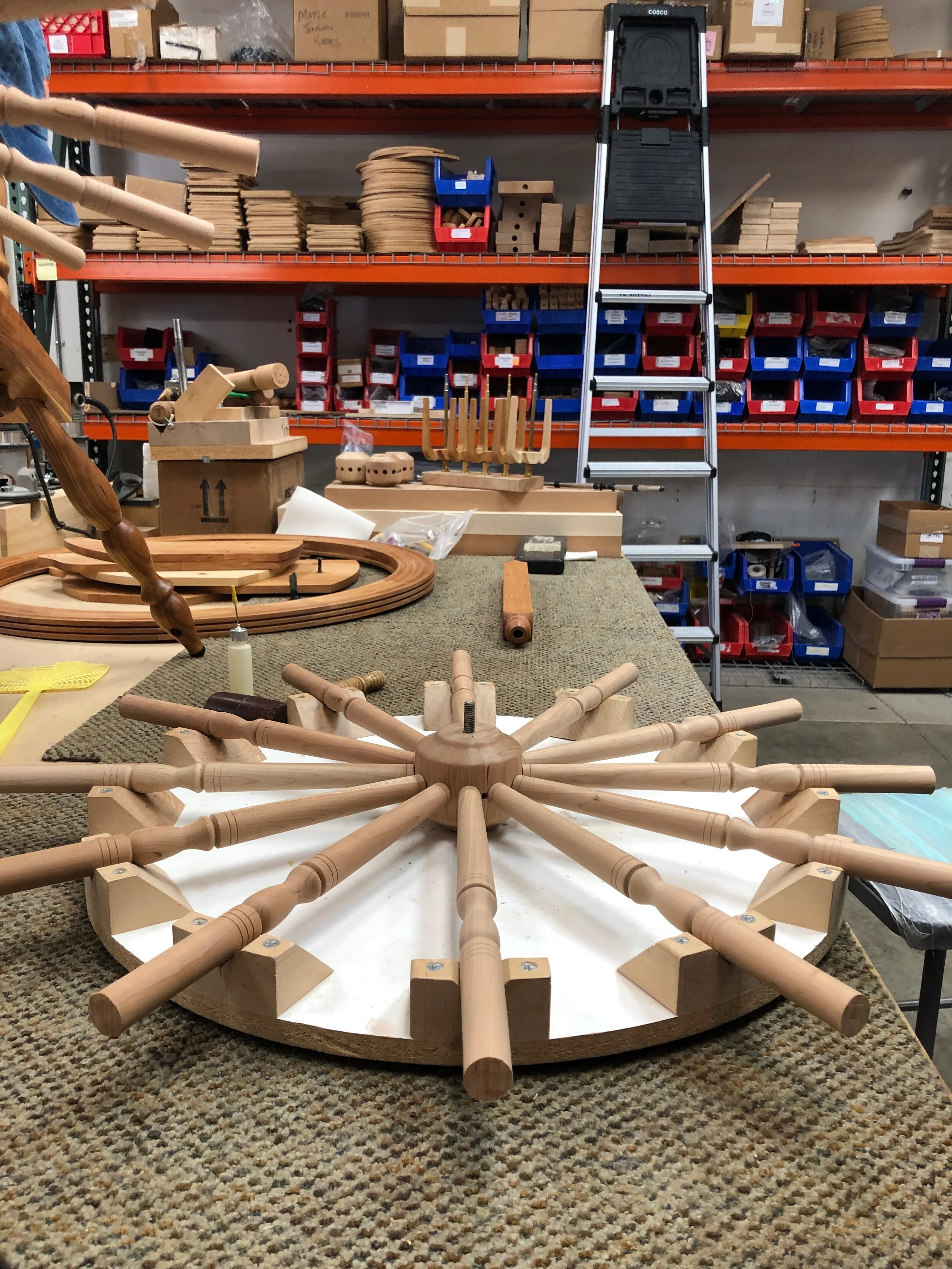A look at how the center hub for a spinning wheel is assembled. Celebrating Schacht’s 50th Anniversary || withwool.com #schacht50years