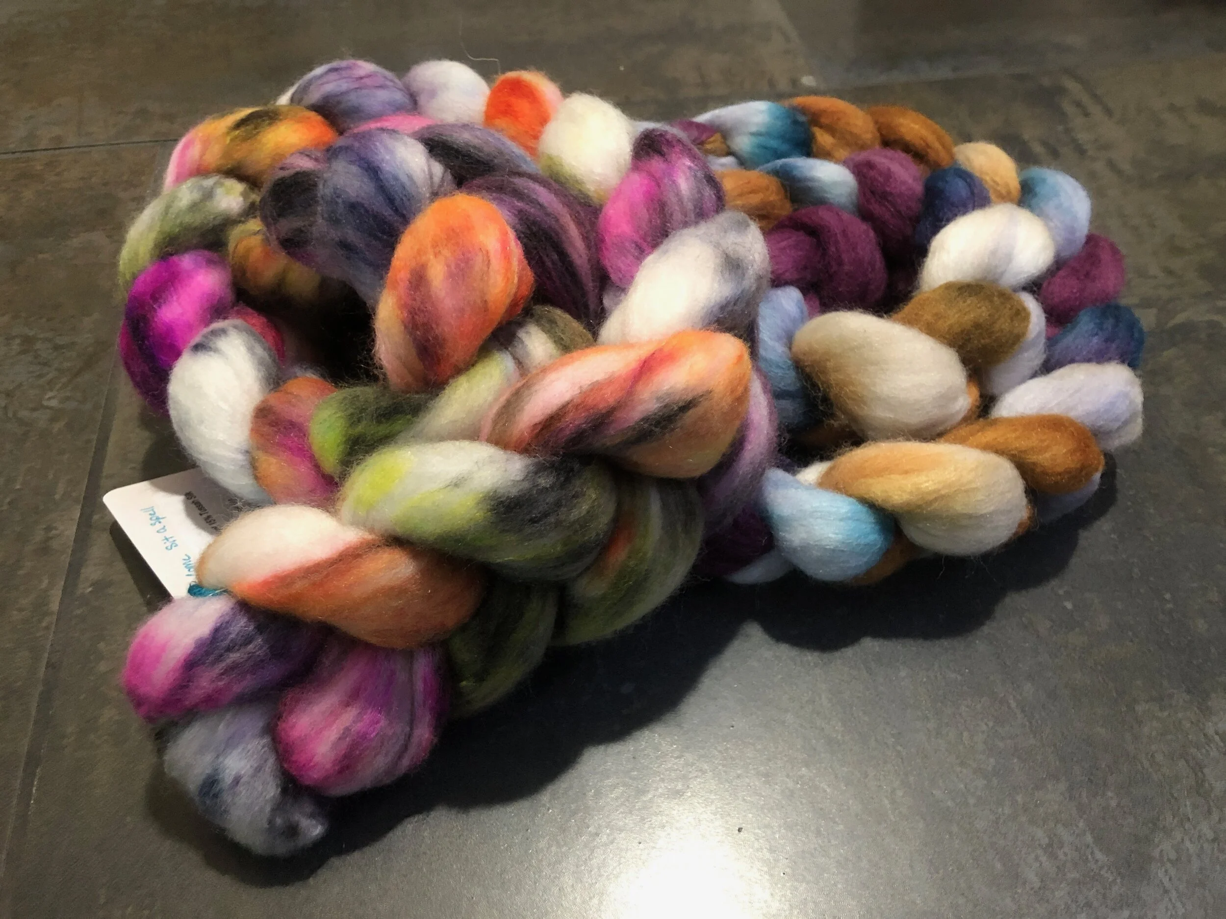 Two 4 oz bumps of fiber bought from vendors at the 50th anniversary celebration. Celebrating Schacht’s 50th Anniversary || withwool.com #schacht50years