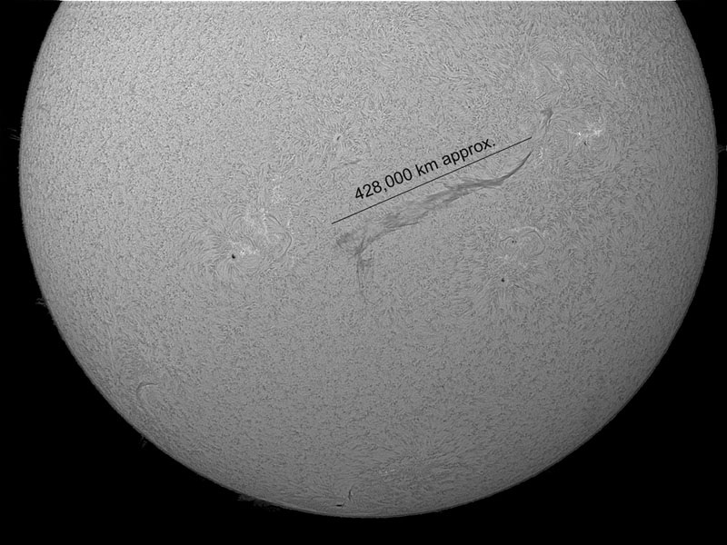 Look at the size of this filament. Has anyone seen one longer? Check it out: http://raylalonde.blogspot.ca/ Enjoy. Have a sunny clear day !