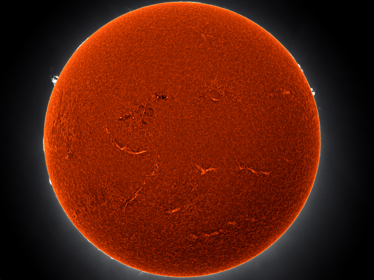 "Hi Folks-- After nearly a month I finally got some time away from my book and got out under the sun again! Here are some full disks in Ha on 12/9 with the Luntanado 100 and DMK 41 camera"