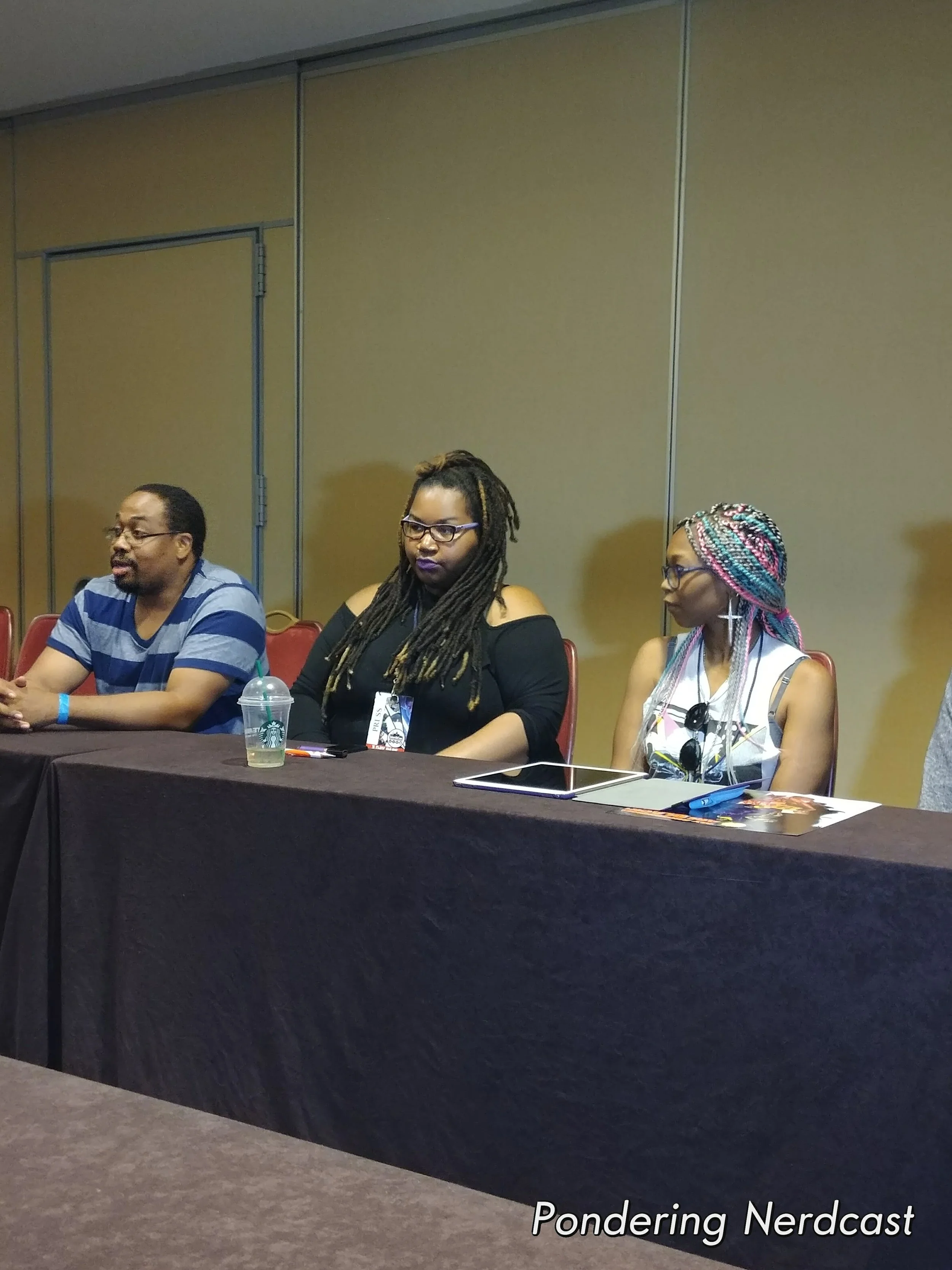 Lance (left) giving advice on a panel dedicated to new media along with Erika Hardison (center) of Fabulize Magazine, and Candice Jones (right) of Rebel A Studios