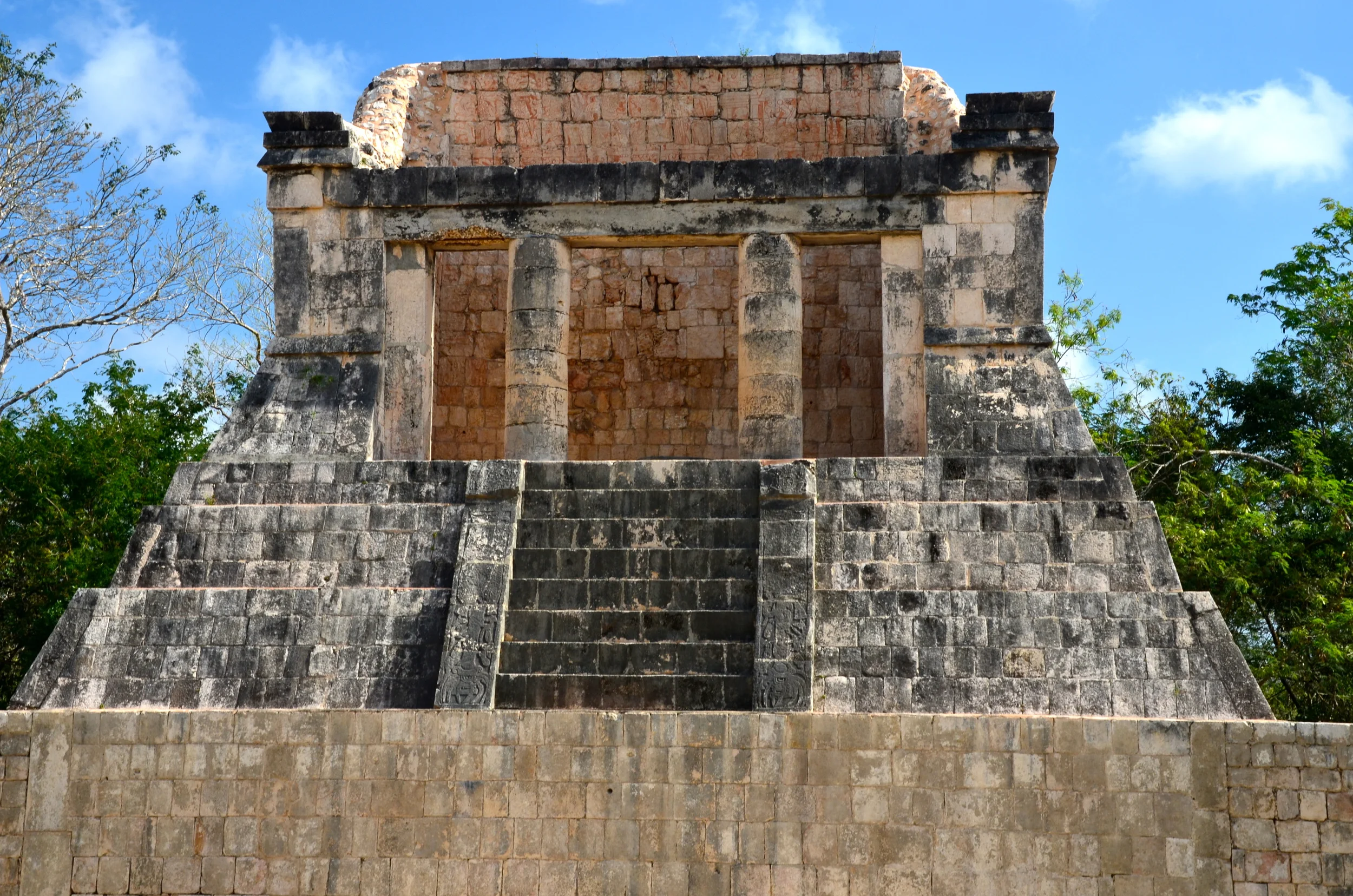 This is the North Temple, or Temple of the Bearded Man that sits at one end of the Great Ball Court.