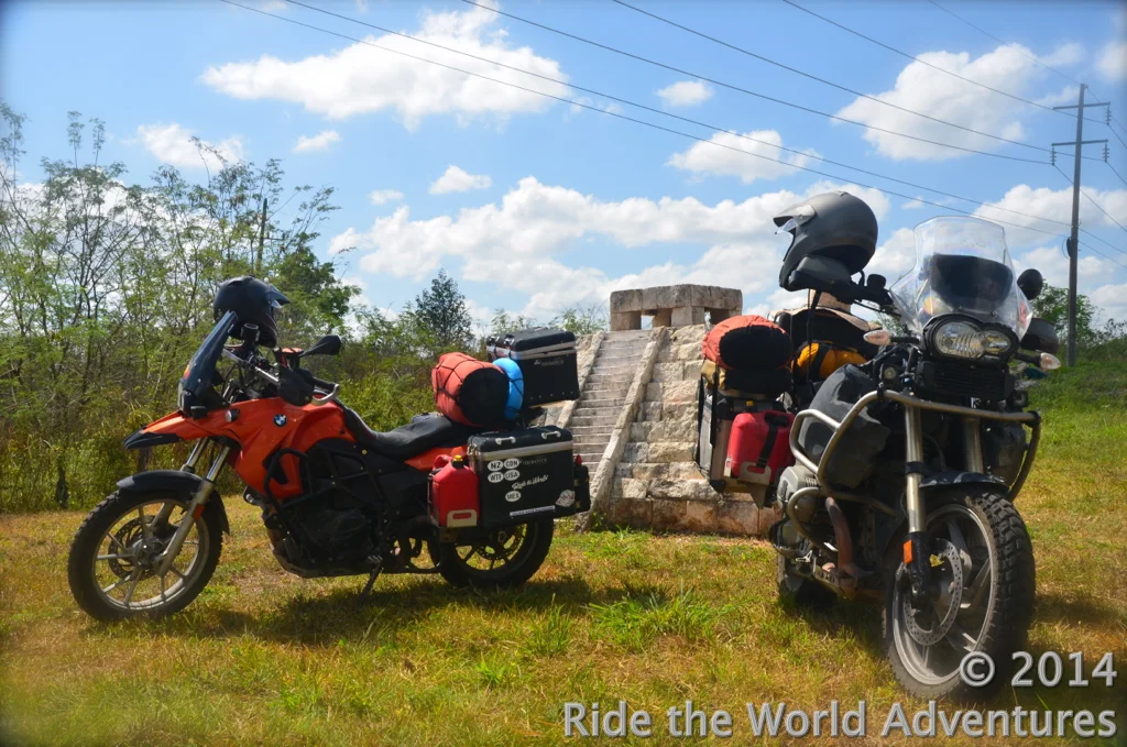 Either the ruins are getting smaller or our bikes are getting larger!…Great photo op on the road out of Rio!