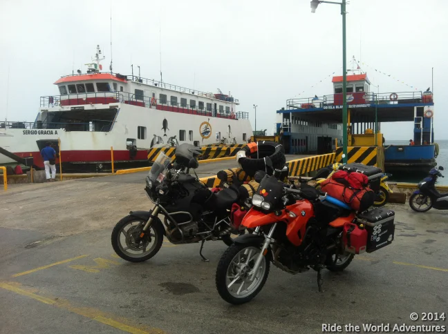 Waiting to load on the ferry to Cancun