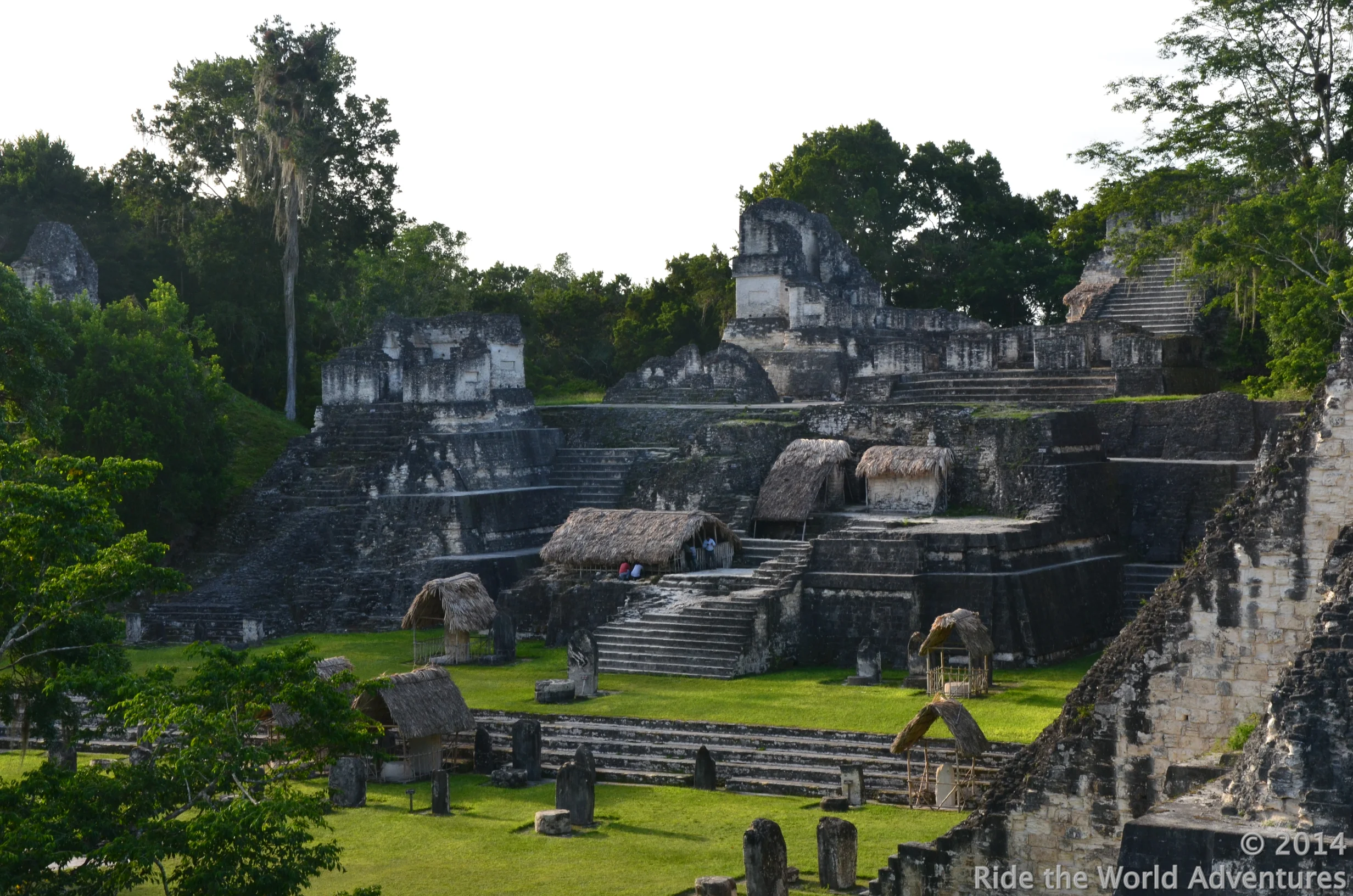 The Grand Plaza, the core of the city. Surrounded by the north acropolis, central acropolis, a ball game court and temples 1 & 2, This heart of Tikal was continuously abuzz with religious events, celebrations, sports, educational events, stela raising and community life.