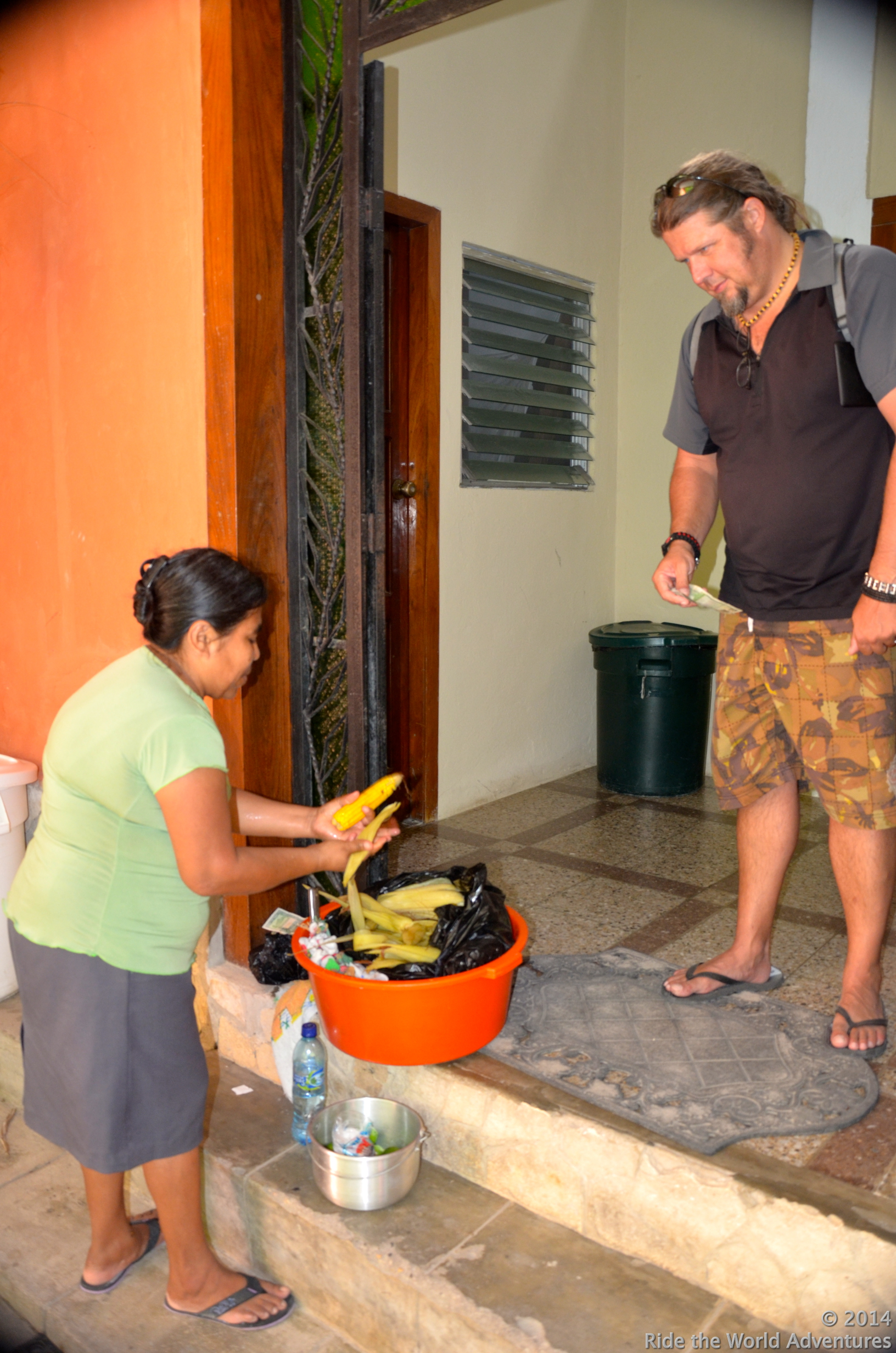 Purchasing a snack from the locals