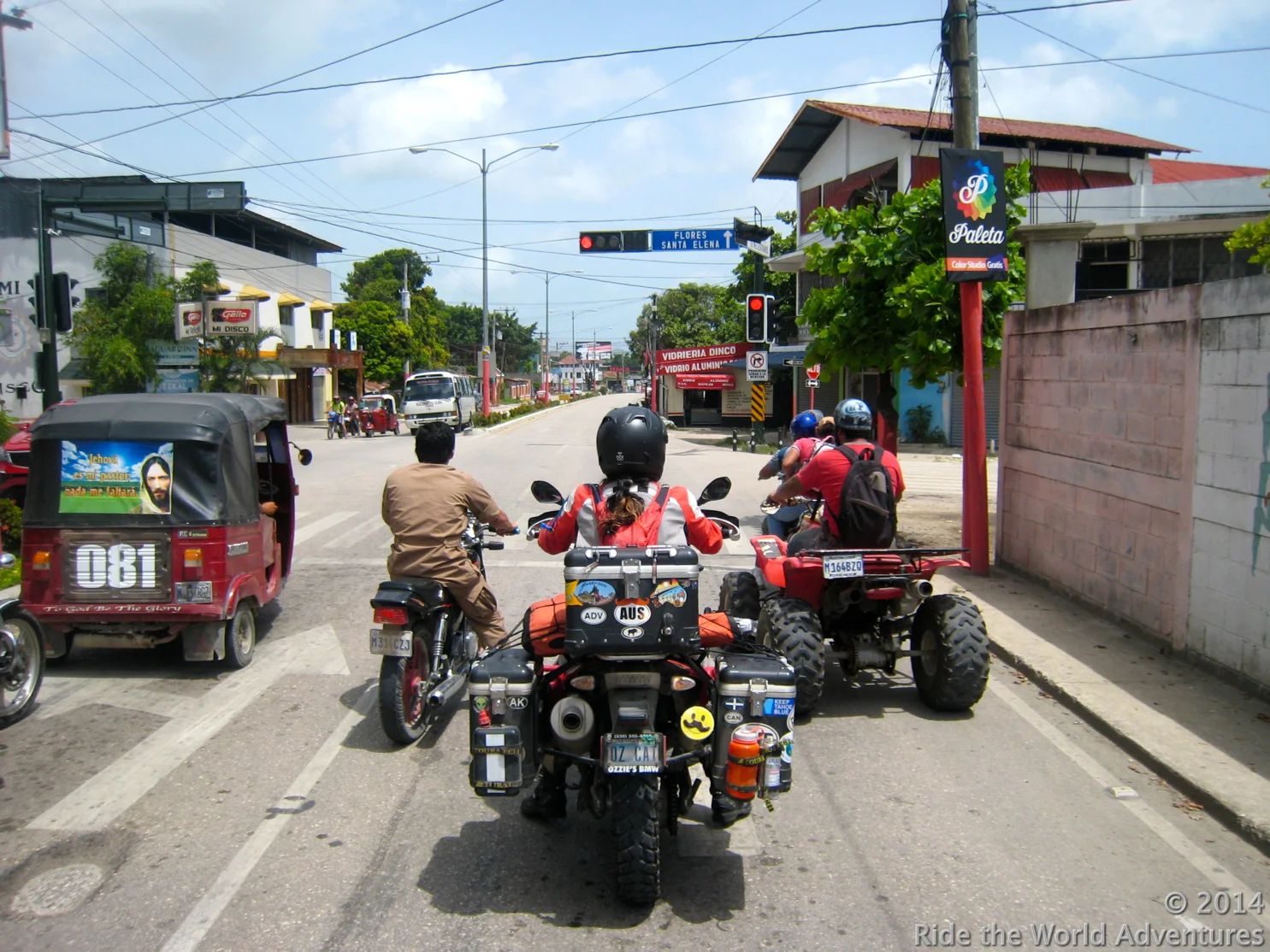You just never know who you will be sharing the road with! On our way to Isla de Flores.