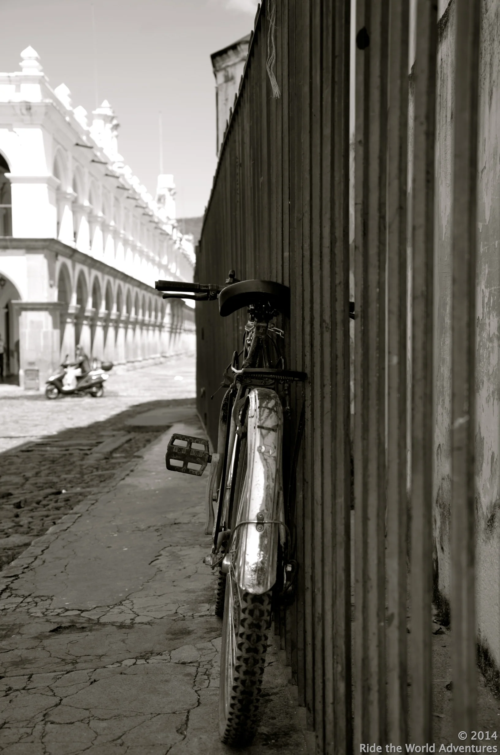 Looking down the side street from the Cathedral of San Jose towards Palacio de los Capitanes, Plaza Central