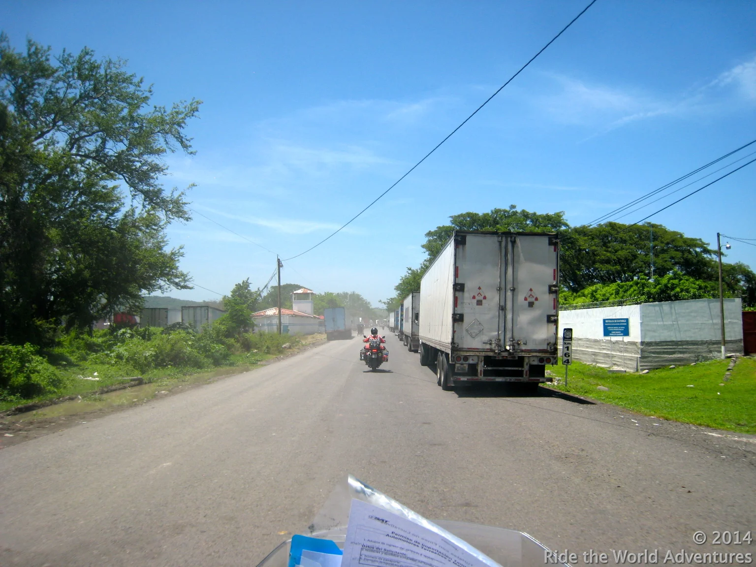 Riding past all the trucks
