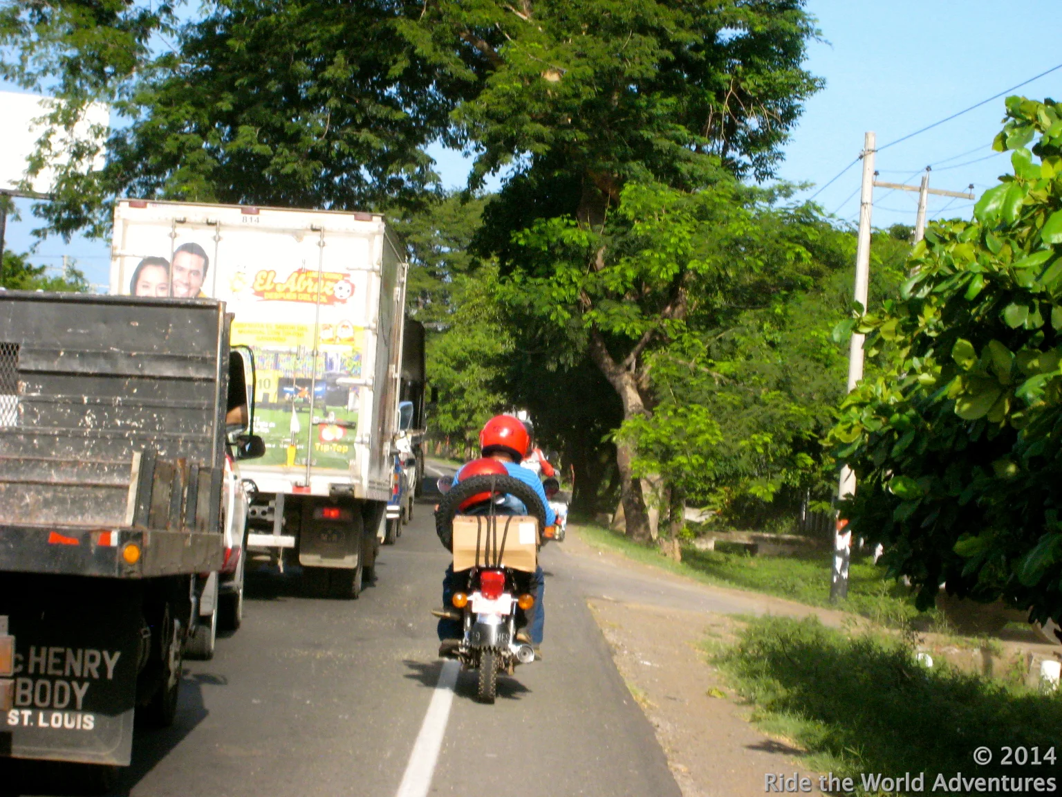 Totally overheated, dehydrated and exhausted we are caught in bummer to bummer traffic into Leon….so we follow a local down the shoulder!