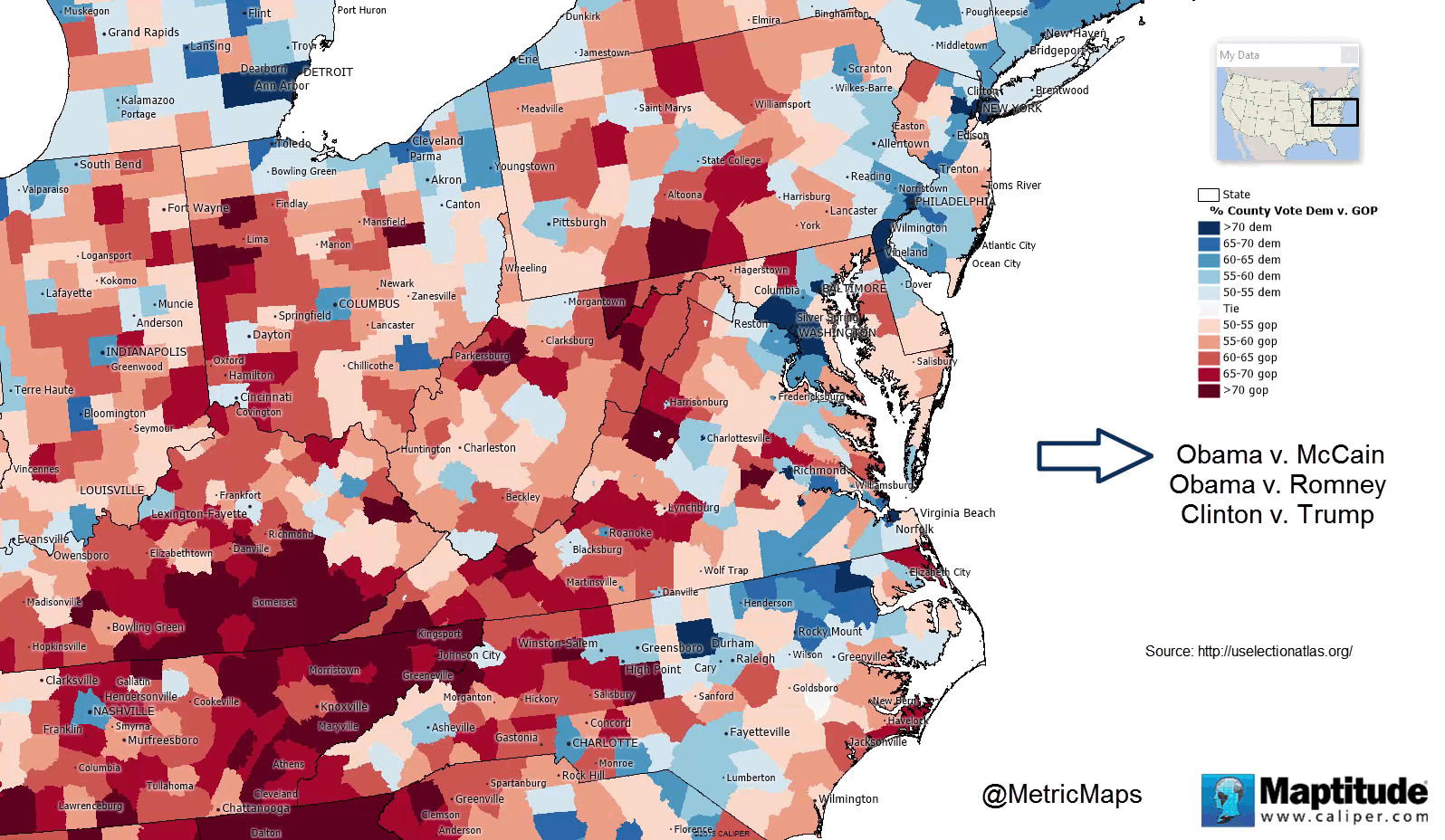 I’m from Greenup County and a Democrat, so this red wave hurts both my head and heart. Just watch this .gif for a moment and let that wave wash over your retinas. Time to think about some stuff. Photo courtesy of @MetricMaps , who you should definitely follow on Twitter. 