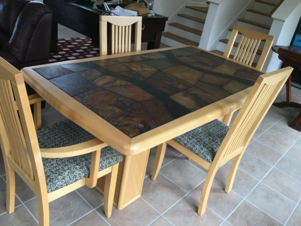 Slate-top table and 4 chairs