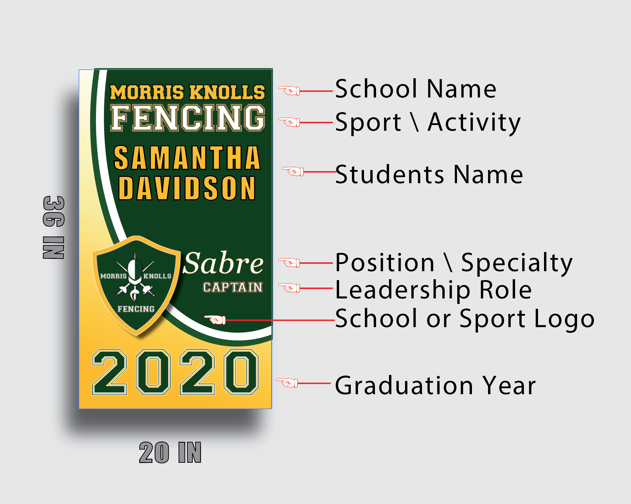 High School Sports Banners - Any Sport  and Color Combination