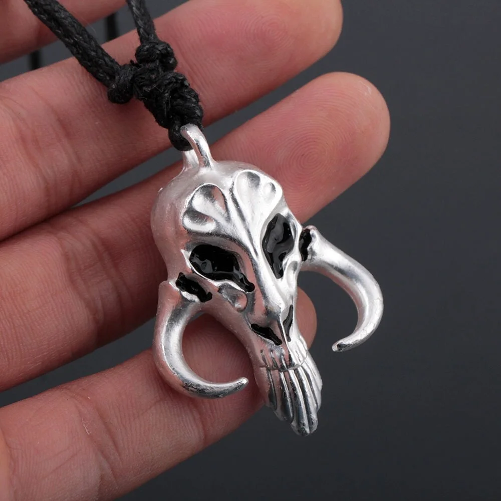 Mandalorian Skull Pendant Necklace Long Necklace Mythosaur Bounty Hunter