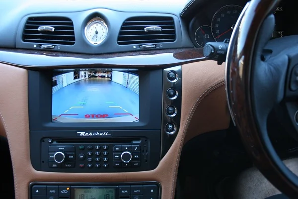 The AIS camera interface for Maserati gives a Chrystal clear view behind the vehicle.