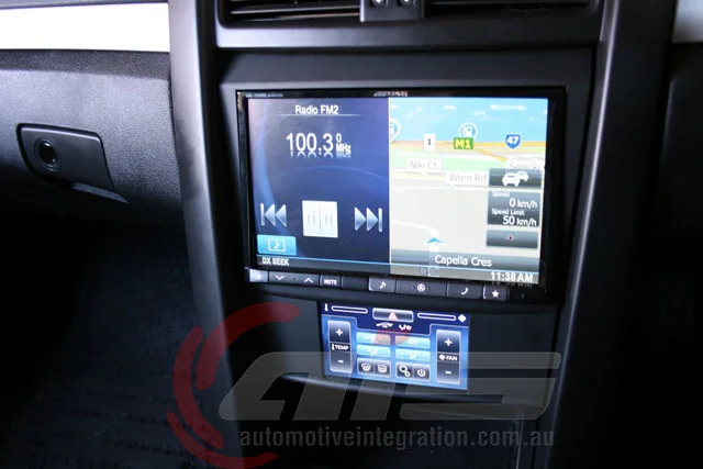 Split screen display with full control via a steering wheel interface. 