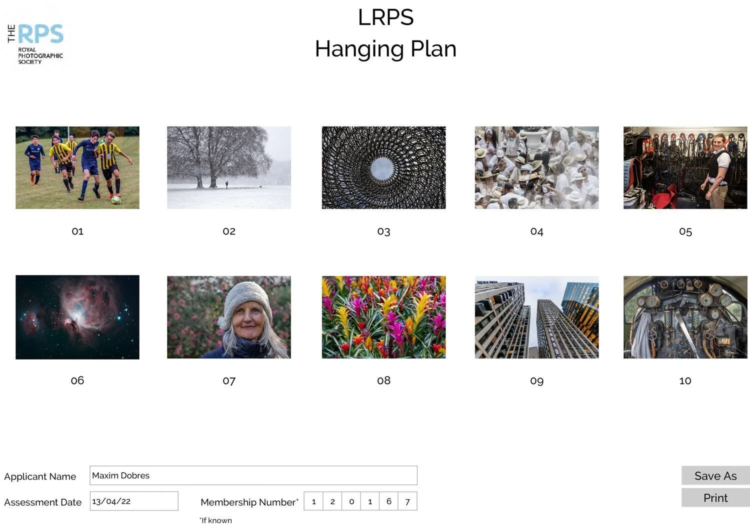 Maxim Dobres RPS Distinctions Hanging Plan