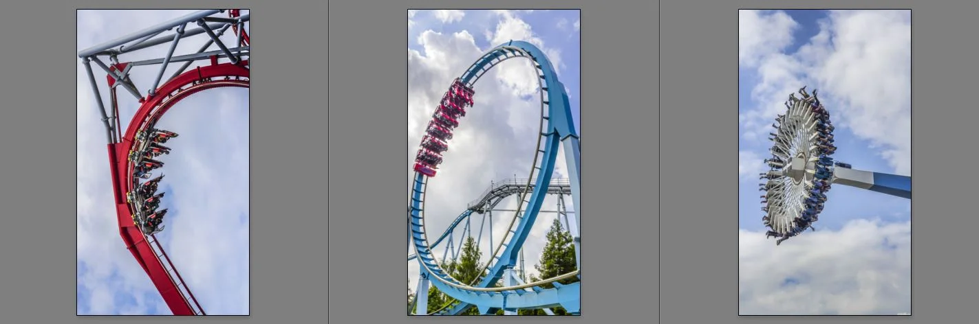 Chris Shaw - an excellent panel of 3 image showing a connecting theme, well executed compositions which are tight and all aerial views and freezing the moving action in each.