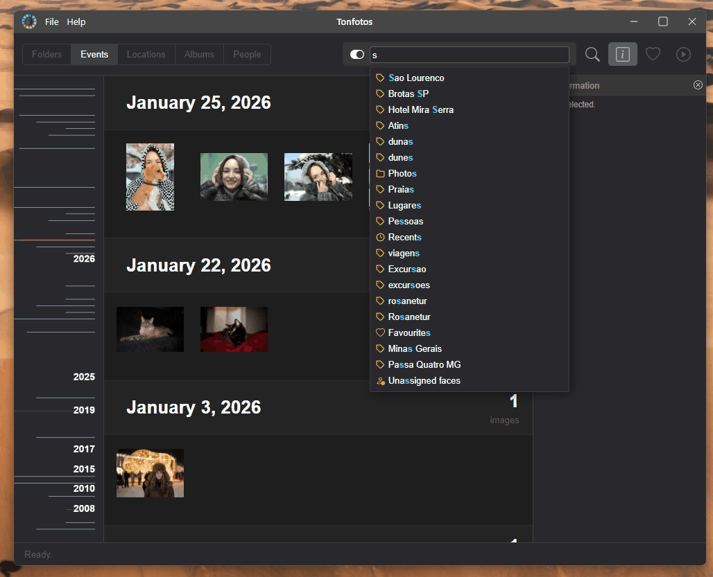 Features of the Tonfotos Events section