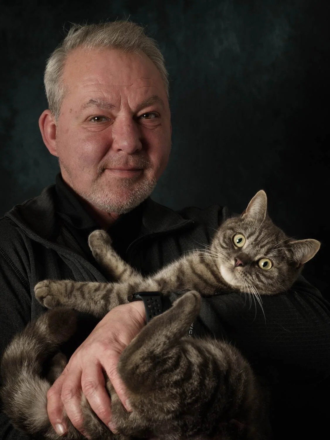 Alan Ranger and Oscar the cat
