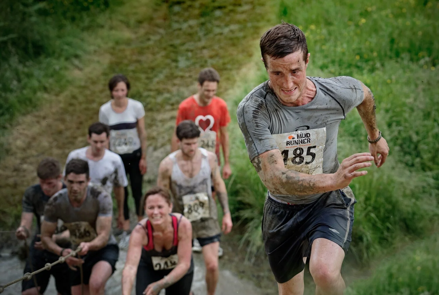 Front runner leading competitors during a cross-country event