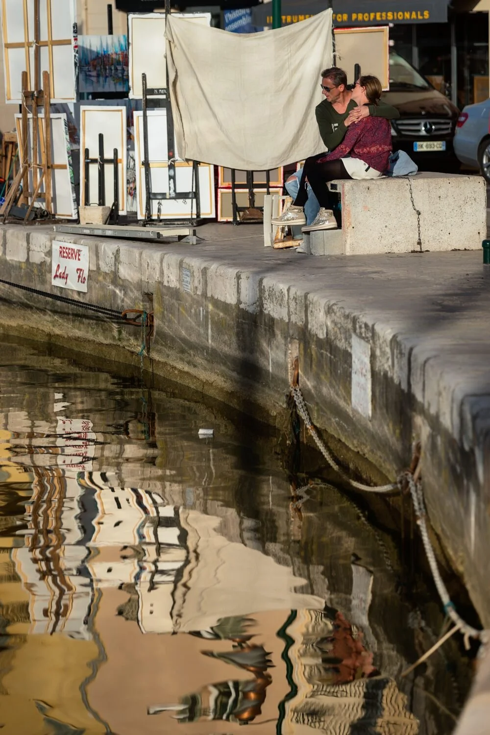 Abstract reflections in Saint-Tropez that leave the subject open to interpretation