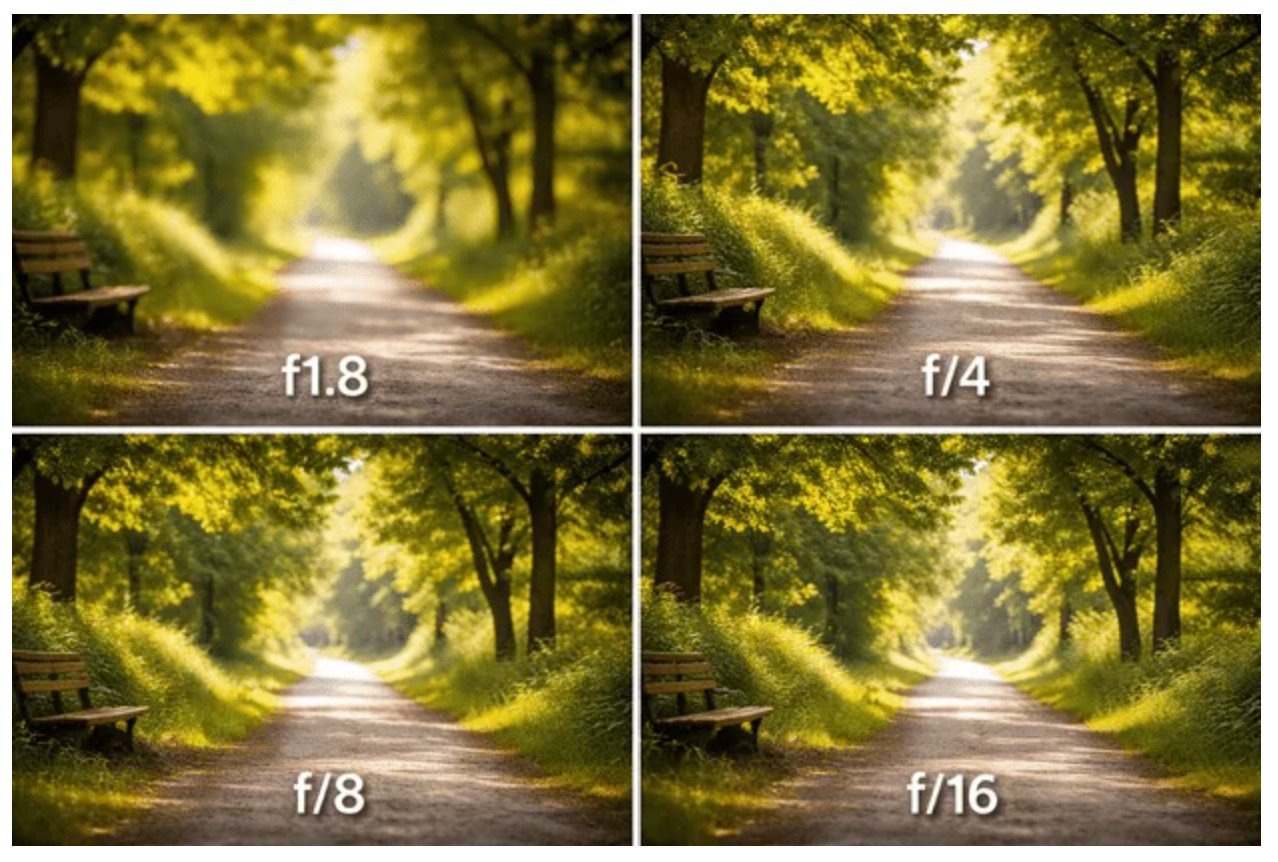 Same subject photographed at wide aperture and narrow aperture