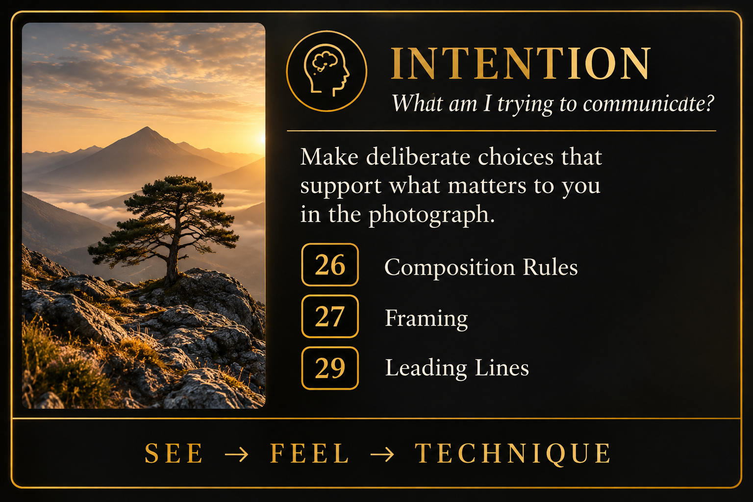 Photography composition rules within the Intention framework: what am I trying to communicate?