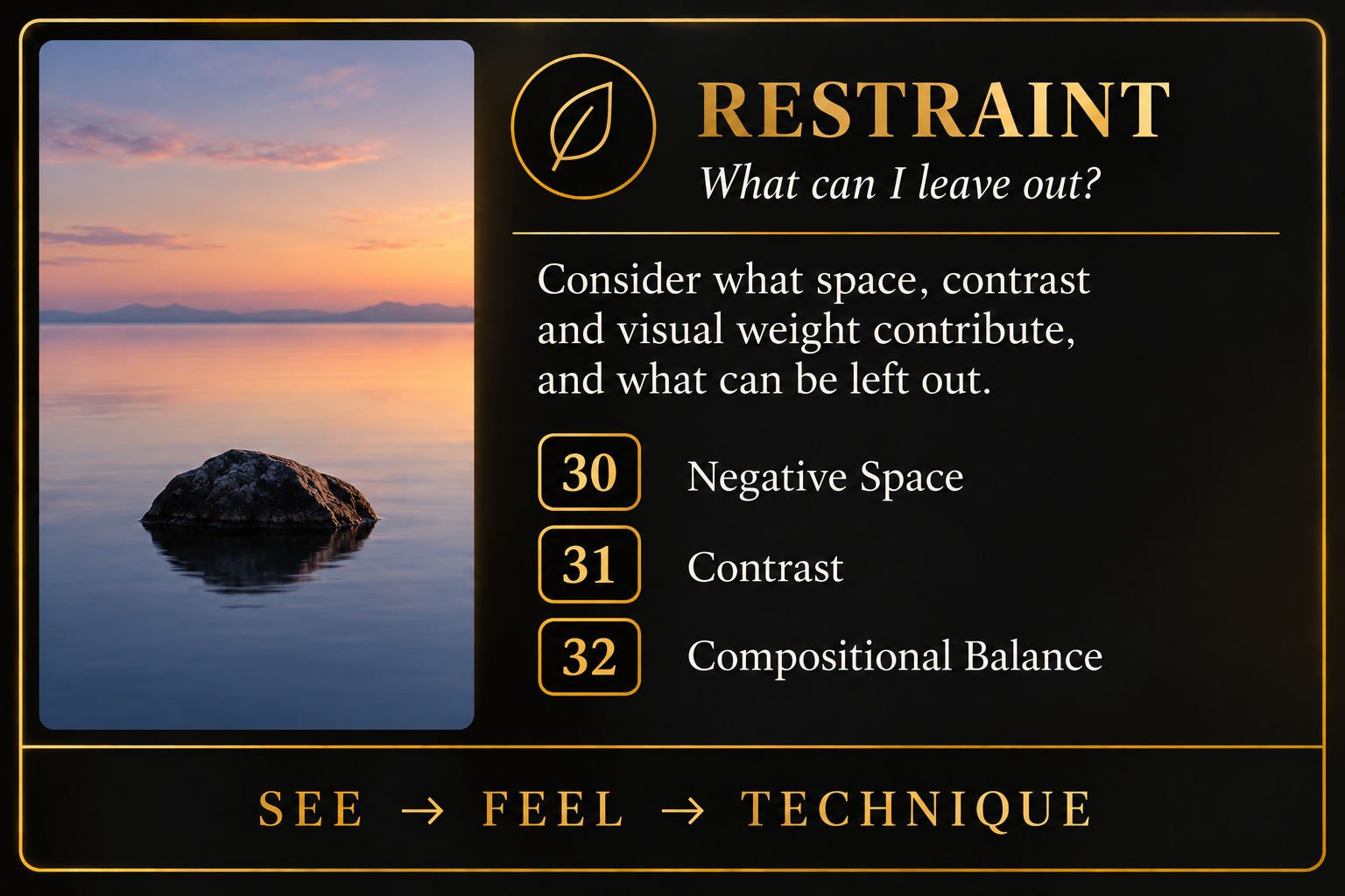 Negative space in photography within the Restraint framework: what can I leave out?
