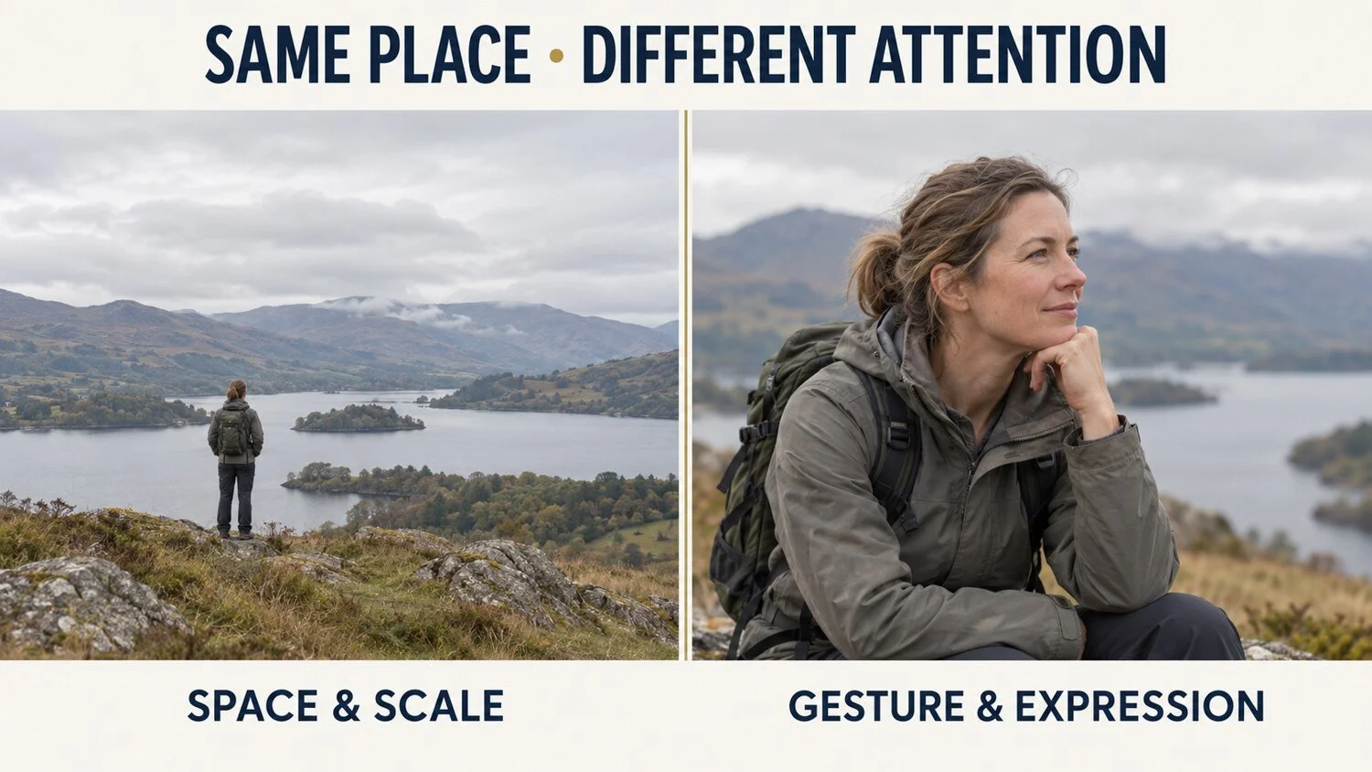Two interpretations of the same landscape showing attention to space and scale compared with gesture and expression