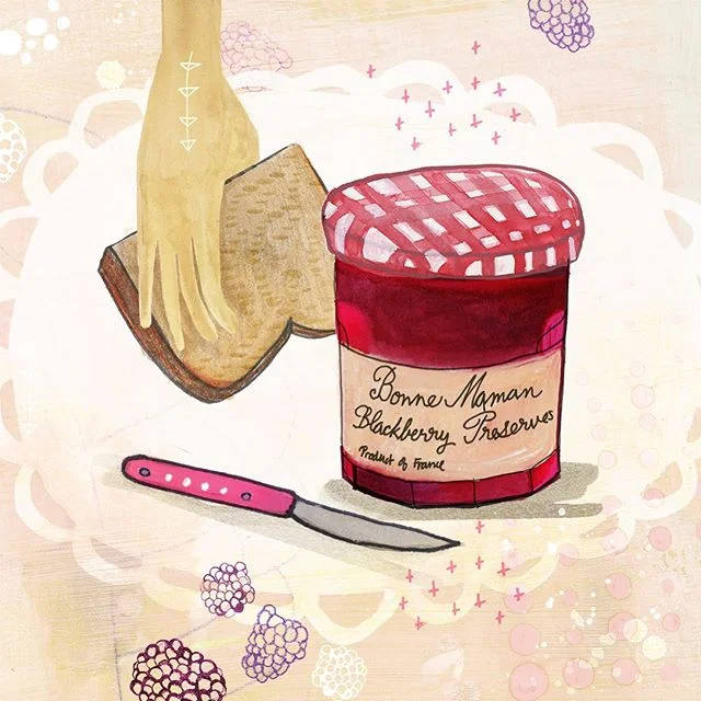 inktober no. 2, jam. 
#jam #bonnemaman #inktober2019 #flpinktober19 #blackberry #Illustration #toast #drawing #drips #ink #phantomjamhand