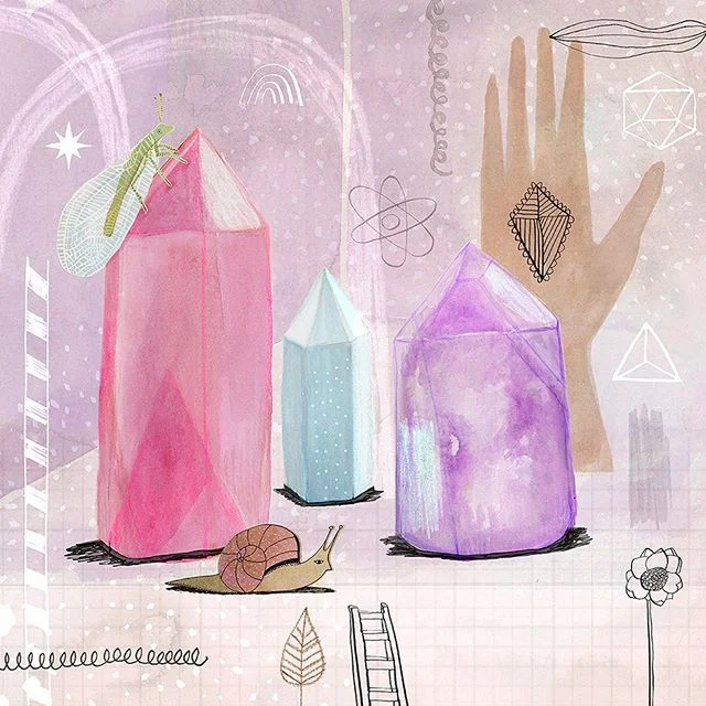 inktober 03, rock(s). #inktober2019 #flpinktober19 #rocks #illustration #drawing #quartz #crystal #inky #watercolor