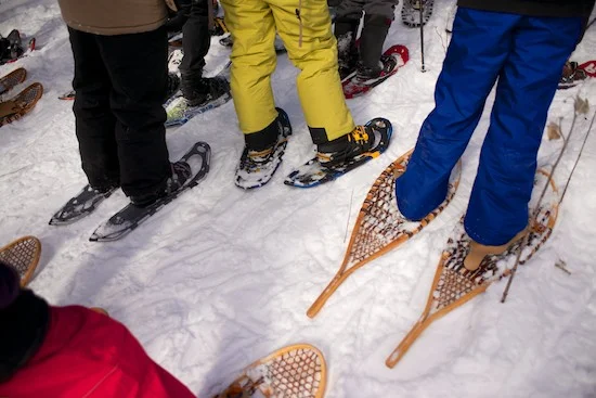 A variety of snowshoes, both old and new