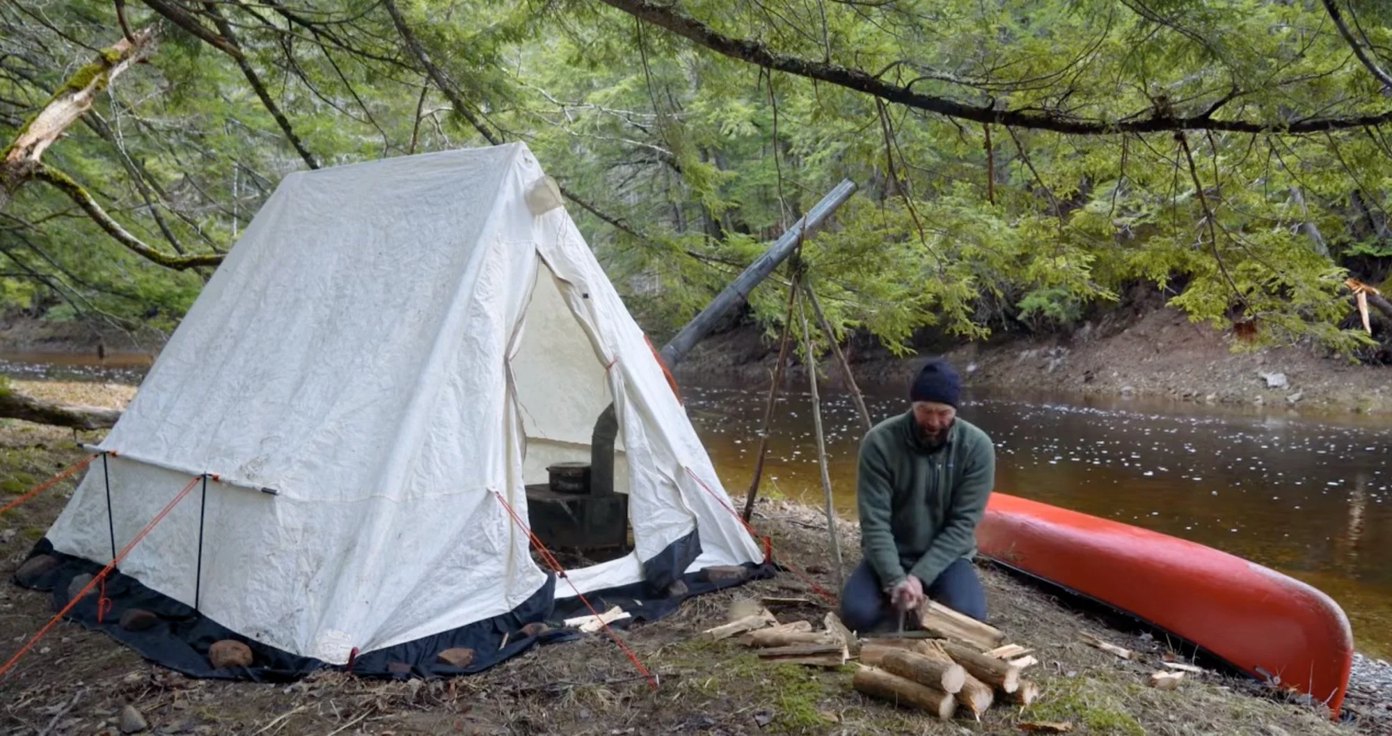 Northern Scavenger: Solo Hot Tent Camping Down Nova Scotia Spring River