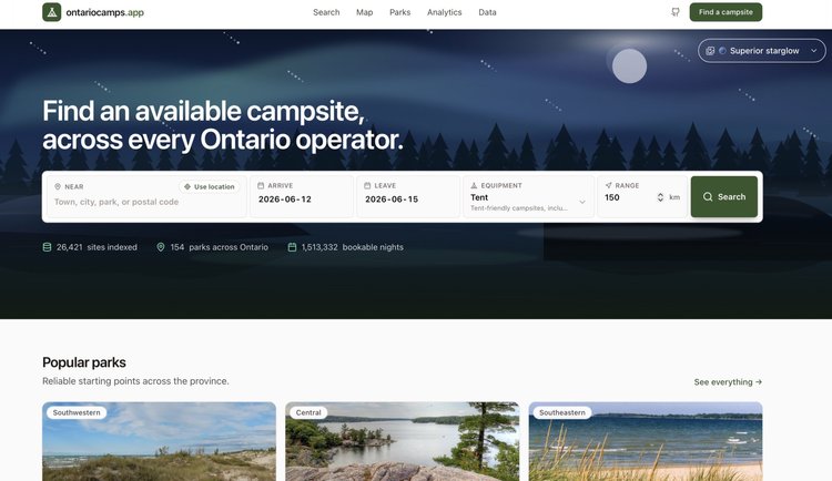 Looking For A Campsite In Ontario? Check Out OntarioCamps.app — Traversing