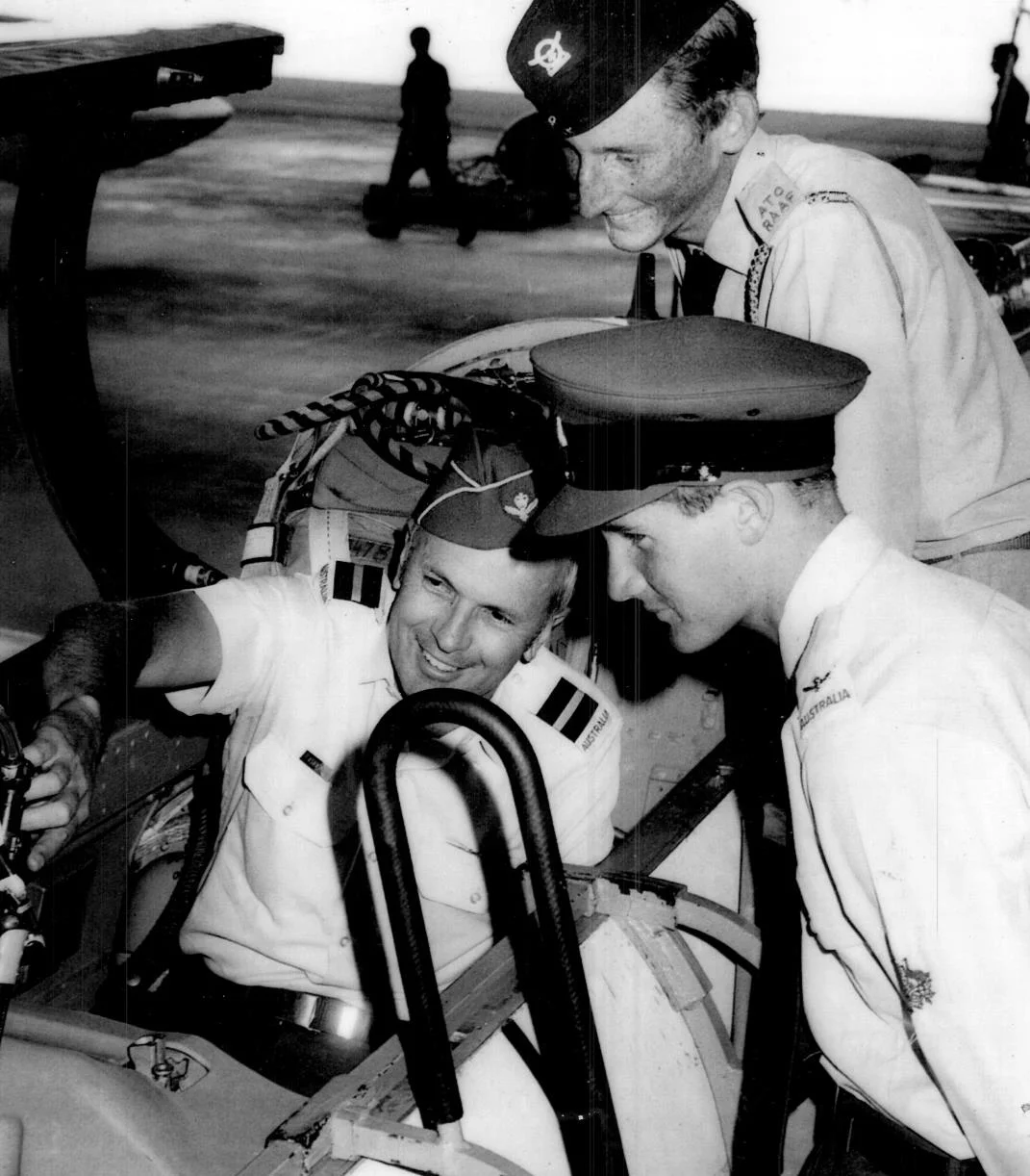 The Officer Commanding RAAF Base Pearce Air Commodore Ashworth, Ian, and me as we appeared on pg 3 of The West Australian the day after we both Duxed our respective cadet promotion courses as 15 and 16 year olds respectively.
