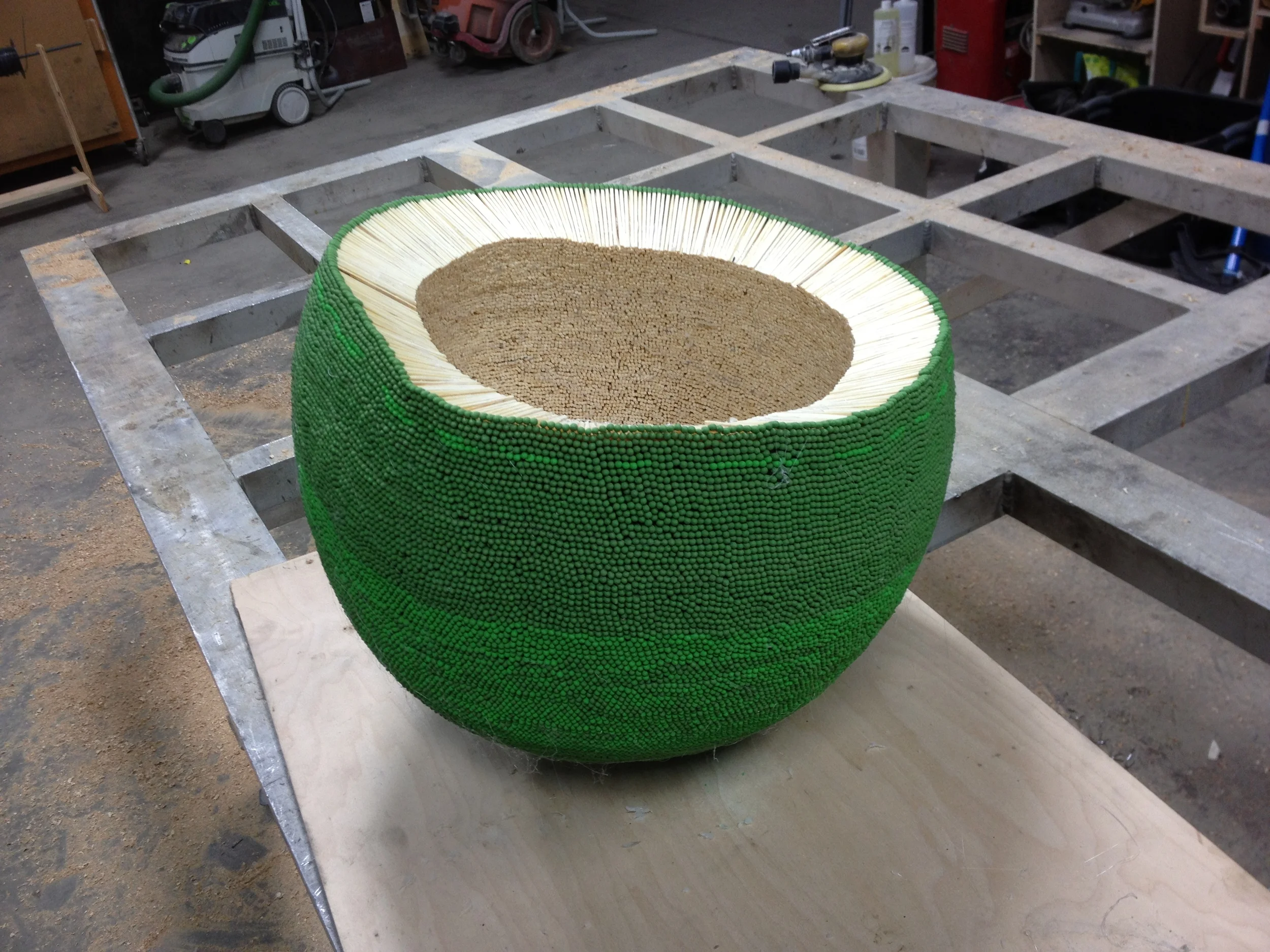  But I kept going!  And it kept growing!  And it started to look less like a sphere and more like a child's approximation of a sphere.  I had to let go of the idea of perfection when I saw that I hadn't been able to maintain a perfect growth just by 